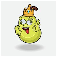 louco expressão com pera fruta coroa mascote personagem desenho animado. vetor