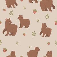 fofa Urso desatado padronizar mão desenhado fofa crianças fundo vintage retro palete vetor