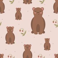 fofa Urso desatado padronizar mão desenhado fofa crianças fundo vintage retro palete vetor