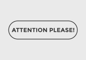 atenção, por favor, botão ícone de sinal de etiqueta de forma colorida banner da web para negócios vetor