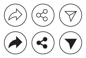conjunto do compartilhar ícone em círculo linha. compartilhamento, mandar ligação placa símbolo vetor