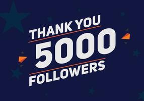 5000 seguidores, obrigado, colorido, modelo de celebração, seguidores nas redes sociais, parabéns por realização, 5k seguidor vetor