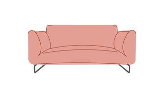 elegante Rosa sofá com retro estilo travesseiros. uma moderno coleção do estofado mobiliário. plano ilustração vetor