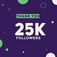 25 mil seguidores, obrigado, colorido modelo de celebração mídia social banner de conquista de 25 mil seguidores vetor
