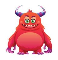 vermelho monstro personagem desenho animado ilustração vetor