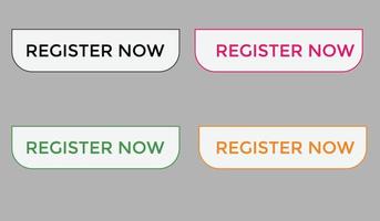 colorido registrar agora texto botão da web conjunto de registrar agora assinar ícone para site da web vetor
