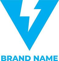 v inicial carta elétrico ícone logotipo Projeto vetor