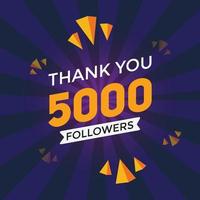5000 seguidores, obrigado, colorido, modelo de celebração, seguidores nas redes sociais, parabéns por realização, 5k seguidor vetor