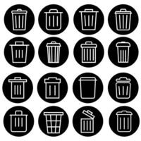 Lixo pode ícone definir. lixo ilustração placa coleção. cesta símbolo ou logotipo. vetor