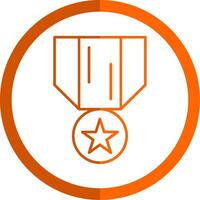 medalha do honra linha laranja círculo ícone vetor