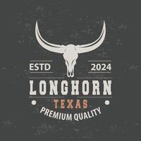 longhorn animal logotipo projeto, Fazenda retro vintage chifre minimalista simples modelo ilustração vetor