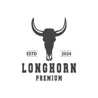 longhorn animal logotipo projeto, Fazenda retro vintage chifre minimalista simples modelo ilustração vetor