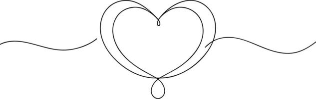 uma coração em forma linha desenhando com uma linha indo através isto vetor