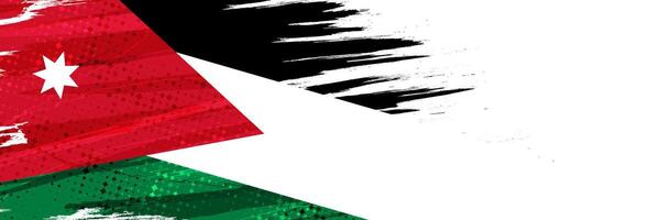 Jordânia bandeira dentro escova pintura estilo com meio-tom efeito. nacional bandeira do Jordânia com grunge escova conceito vetor