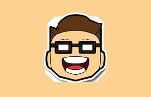 uma desenho animado homem com óculos e uma grande sorrir vetor