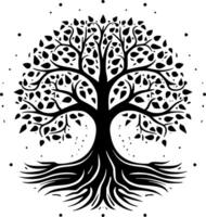 árvore do vida, Preto e branco ilustração vetor