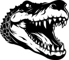 crocodilo - Preto e branco isolado ícone - ilustração vetor