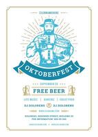 oktoberfest folheto ou poster retro tipografia modelo Projeto convite Cerveja festival celebração ilustração. vetor