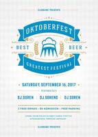 oktoberfest festival poster destacando cerveja, música, e Comida vetor