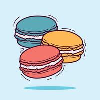 colorida francês macaroon biscoitos fofa ilustração vetor