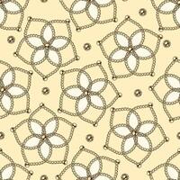 padronizar com Japão estilo flores flor em forma geométrico formulários com realista ouro correntes, miçangas. ilustração dentro vintage estilo vetor