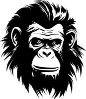 chimpanzé - Preto e branco isolado ícone - ilustração vetor