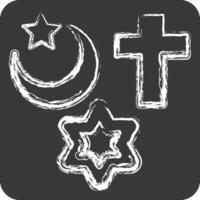 ícone religião. relacionado para fotos e ilustrações símbolo. giz estilo. simples Projeto ilustração vetor