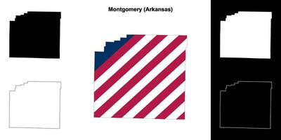 Montgomery condado, Arkansas esboço mapa conjunto vetor