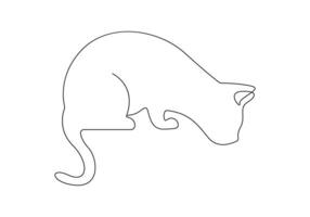 simples gato contínuo 1 linha desenhando digital ilustração vetor