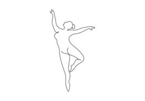 contínuo 1 linha desenhando do mulher beleza balé dançarino dentro elegância movimento Prêmio ilustração vetor