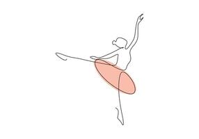 contínuo solteiro linha desenhando do mulher beleza balé dançarino dentro elegância movimento pró ilustração vetor