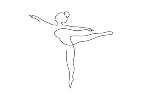 contínuo 1 linha desenhando do mulher beleza balé dançarino dentro elegância movimento Prêmio ilustração vetor