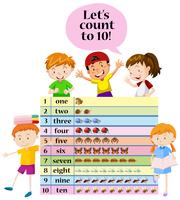 Crianças contando números no gráfico vetor