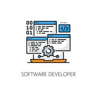 Programas desenvolvedor, rede desenvolvimento linha ícone vetor