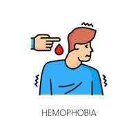 humano fobia, hemofobia mental ansiedade linha ícone vetor