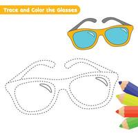 laranja óculos rastreamento e coloração página para crianças com colorida desenhando vetor