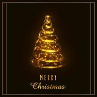 árvore de Natal mágica brilhante. luzes douradas cintilantes maravilhosas. Feliz Natal e Feliz Ano Novo 2022. ilustração em vetor. vetor