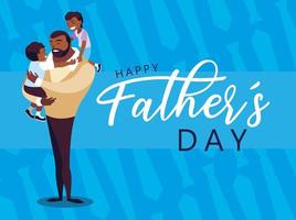 cartão de feliz dia do pai com pai e filhos vetor