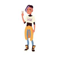 menino personagem jovem cultura roupas e penteado da moda, desenho vetorial vetor