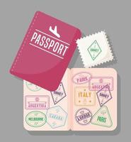passaporte com selo internacional vetor