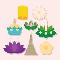 oito itens loy krathong vetor