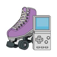 patins com alça de videogame estilo dos anos noventa vetor