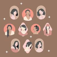 10 mulheres retrato ilustração vetor