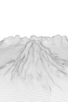 abstrato estrutura de arame panorama fundo. 3d futurista malha montanhas. anos 80 retro ilustração. ciberespaço tecnologia vales vetor