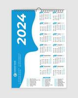 2024 calendário - parede calendário 2024 - 1 página calendário Projeto - solteiro página calendário - 12 meses calendário Projeto vetor