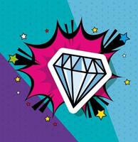 diamante com ícone de estilo pop art de explosão vetor