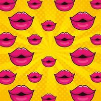 plano de fundo de ícones de estilo pop art de lábios sensuais vetor