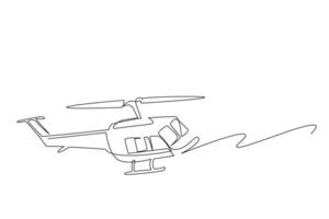 helicóptero avião vôo objeto 1 linha arte Projeto vetor