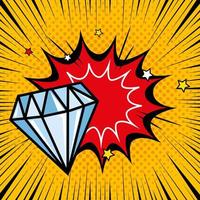 diamante com ícone de estilo pop art de explosão vetor