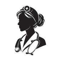 fêmea médico silhueta ilustração ilustração vetor